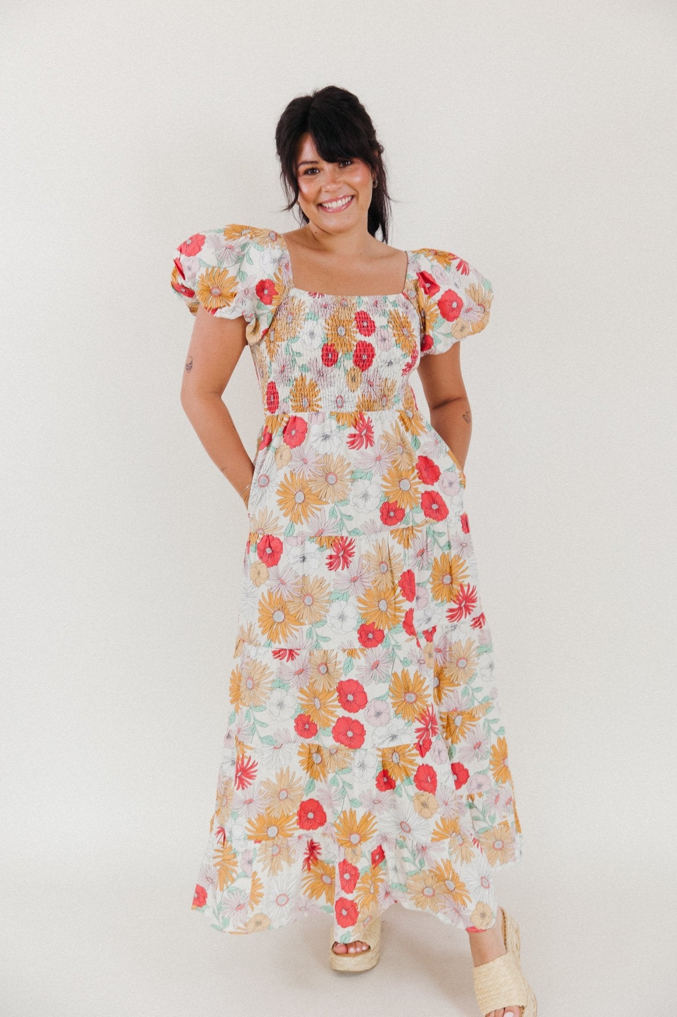 Sangria Sunrise Floral Dress - 3125 Clothing