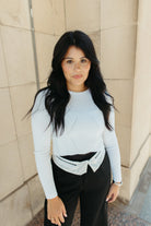 Fall Luxe Cropped White Ribbed Sweater - 3125 Clothing