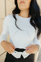 Fall Luxe Cropped White Ribbed Sweater - 3125 Clothing